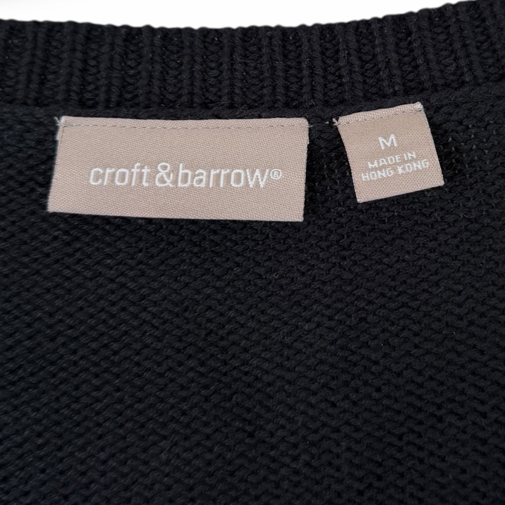Croft & Barrow Vintage Black Crochet Knit Bell Sleeve Cardigan Sweater sz Medium - Picture 4 of 5